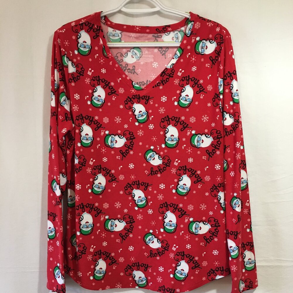 Long Sleeve Santa Face Christmas Top